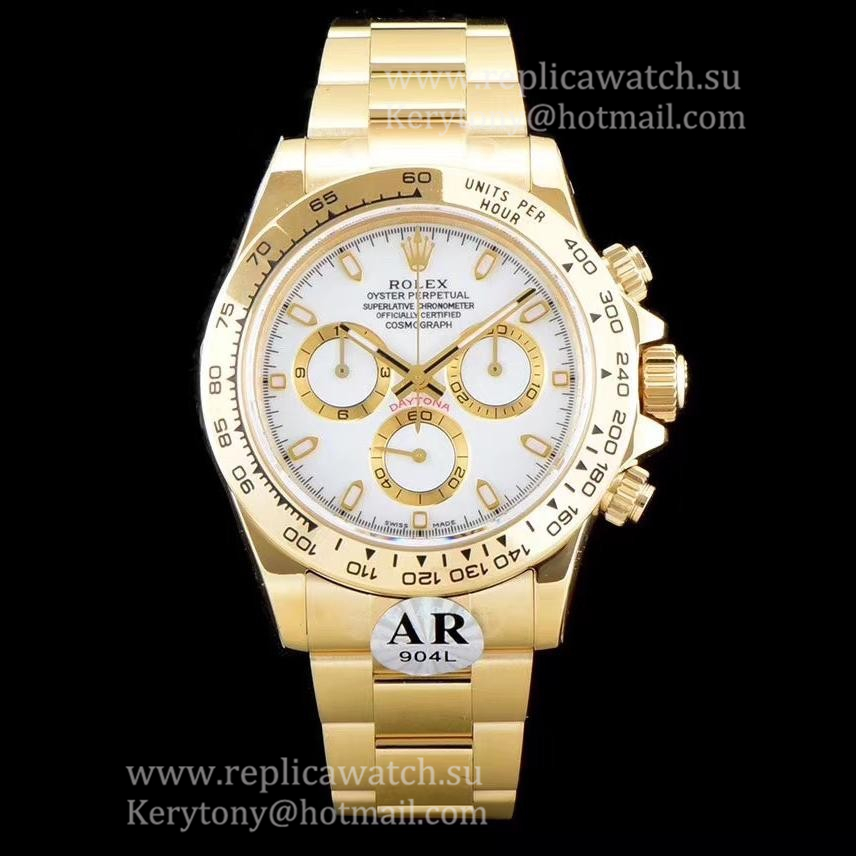 NEW Replica R01ex Daytona 116508 ARF V2 SS 904L & Yellow Gold Platted White Dial 4130