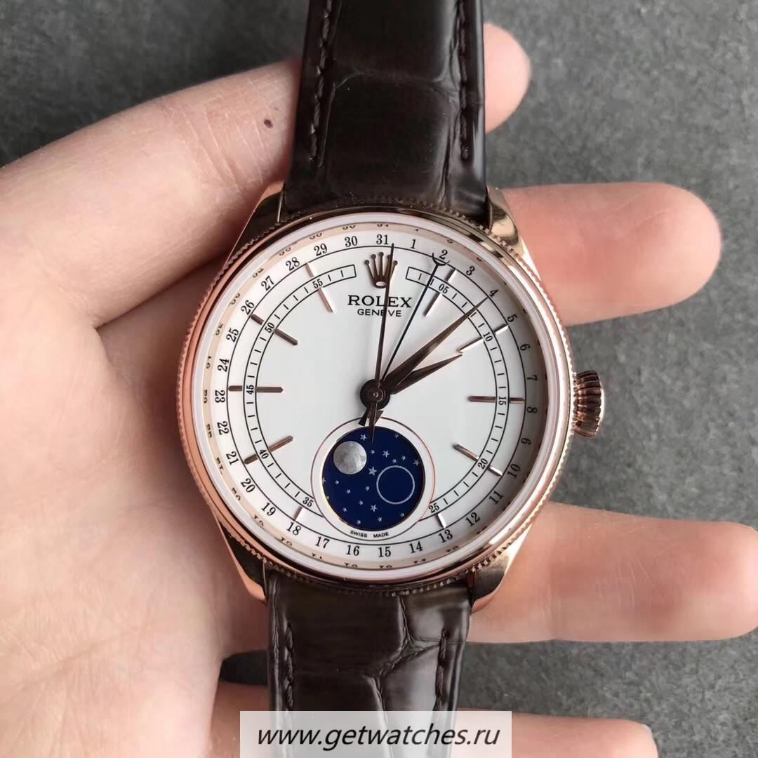 Fake R01ex Cellini Moonphase 50535 RXWF Rose Gold White Dial 2824