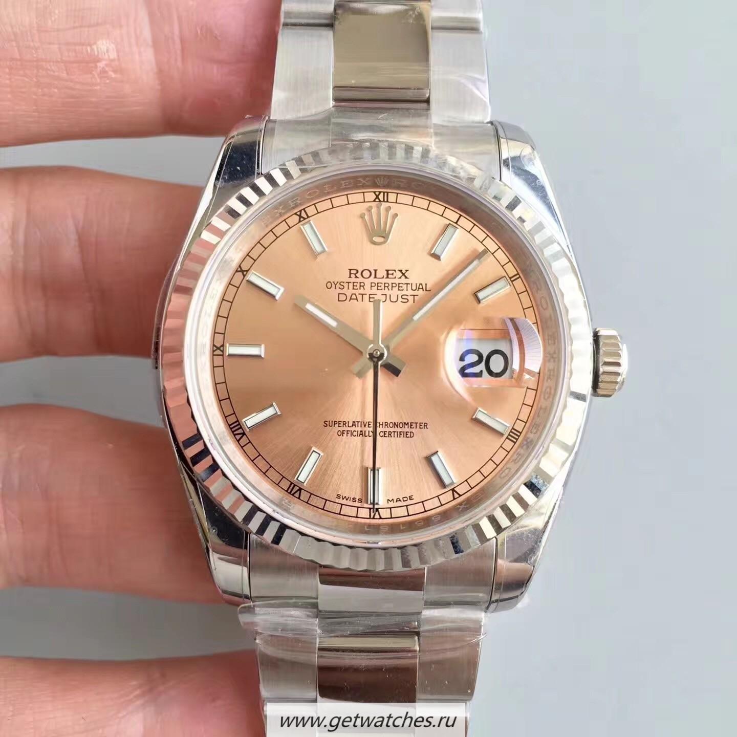 Perfect Replica R01ex Datejust 36mm 116234 ARF SS 904L Rose Gold Dial 3135