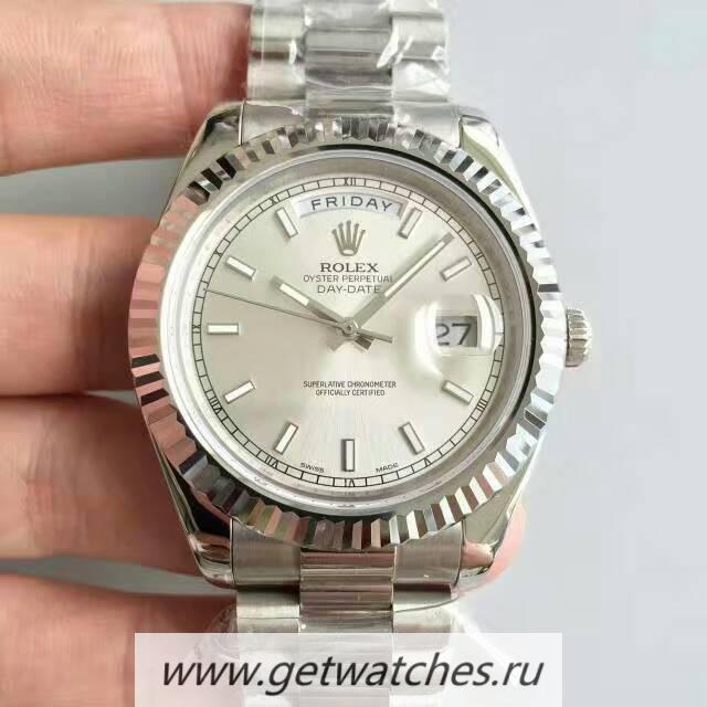 High Quality R01ex Day-Date II 218239 41mm Noob Factory V6 SS Silver Dial 2836