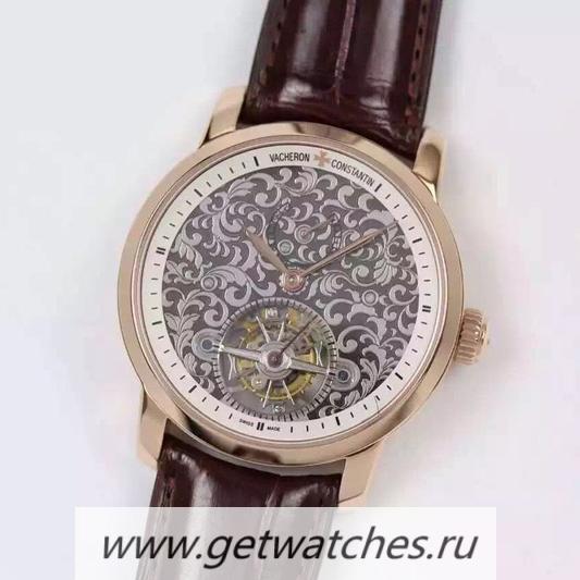 High Quality Vacheron C0nstan1n Patrimony Tourbillon Rose Gold White Dial Tourbillon
