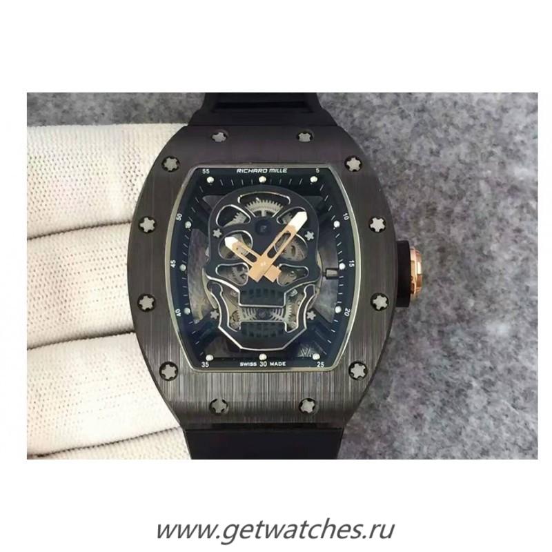 NEW Replica Richard Mille RM052 KVF Black Ceramic Black Skull Dial M6T51
